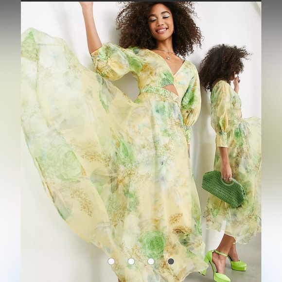 ASOS | Dresses | Green And Yellow Summer Garden Party Wedding Dress ...